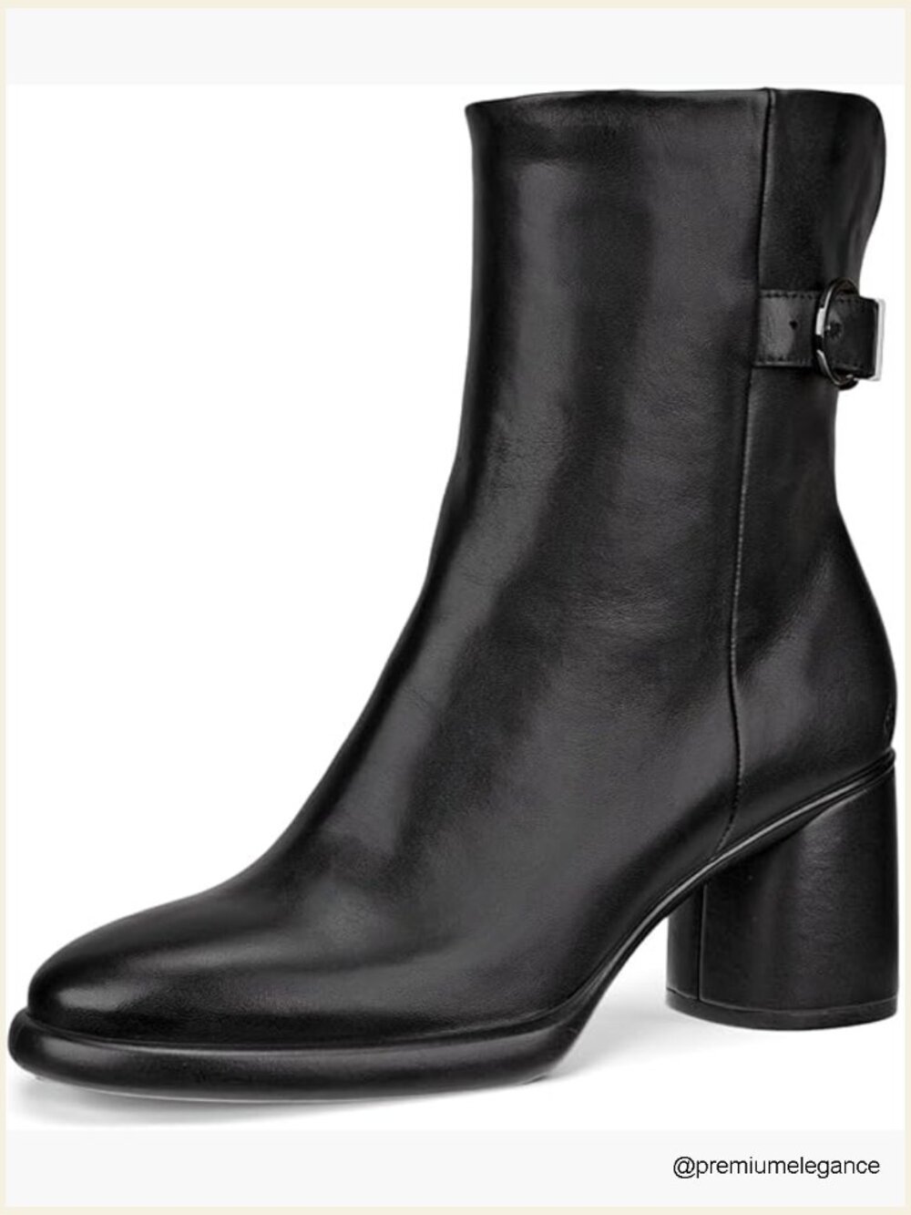 ECCO Women's Ankle Booties Block Heel Leather Pull On Boots